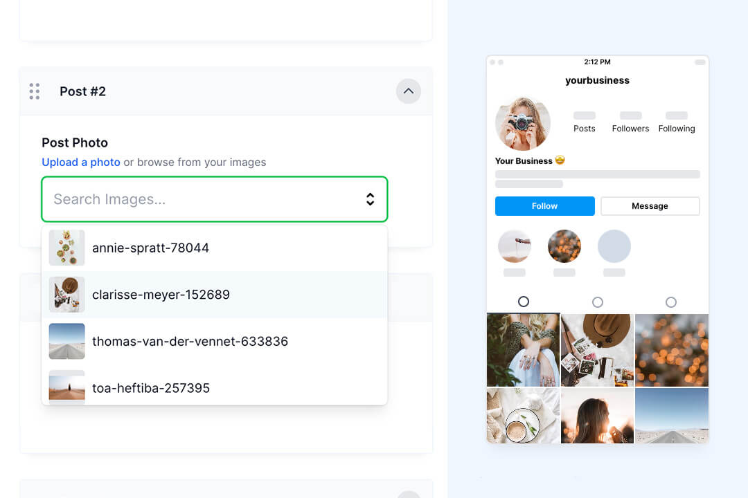 Social media mockup builder